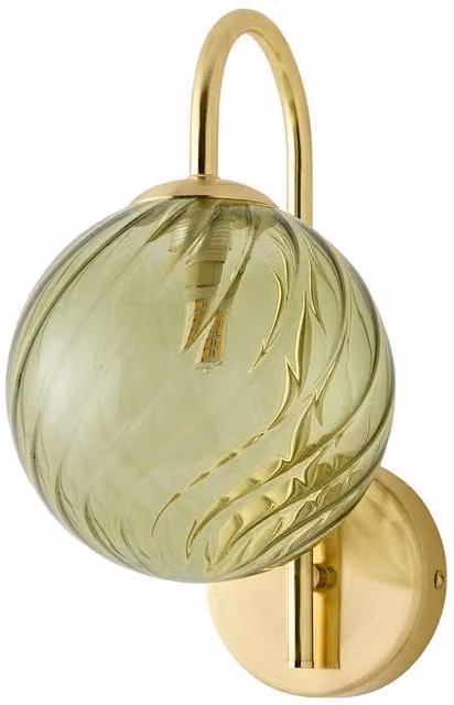 ValueLights Sydney Glass Swirl Shade Metal Wall Light in Gold/Brass