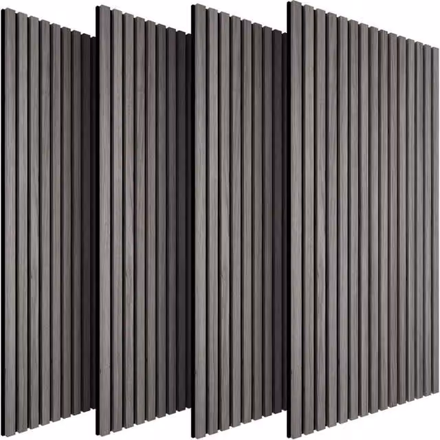 tectake Acoustic Wood Wall Panels in Light Grey Oak Look – 1
