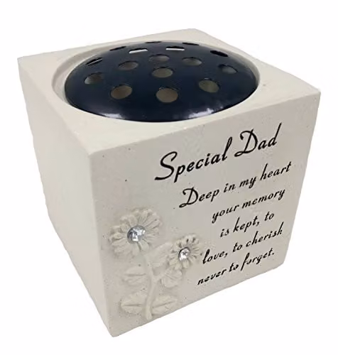 David Fischhoff Special Dad Memorial Grave Sunflower Rose Bowl in Cream and Beige