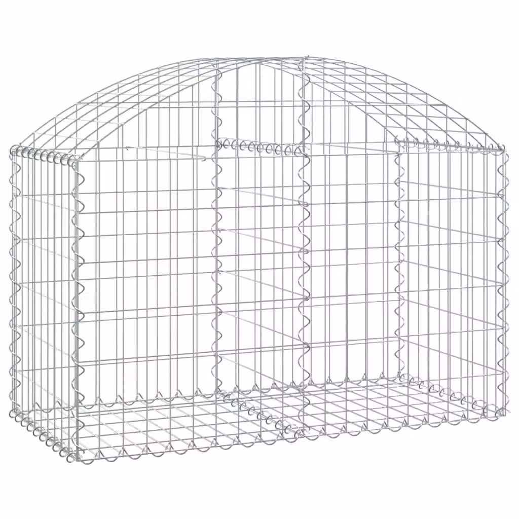 Berkfield Home Arched Gabion Basket in Silver Galvanised Steel, W: 100 cm, D: 50 cm, H: 60-80 cm