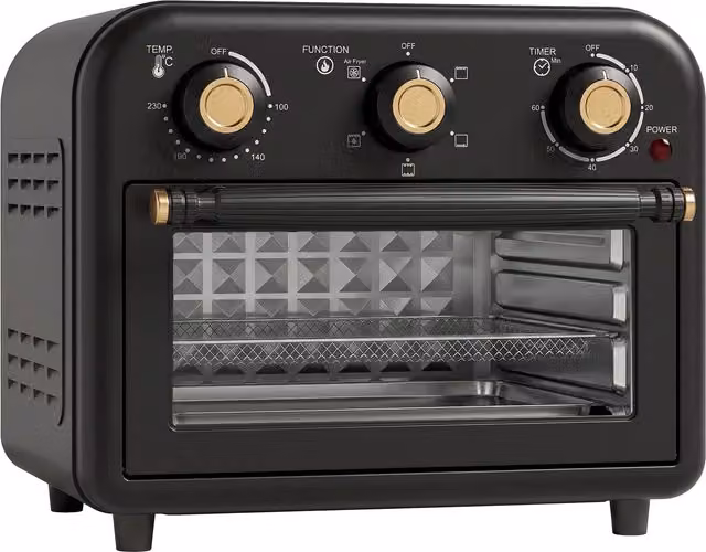 HOMCOM Black Air Fryer Toaster Oven with Convection Hot Air Function, 12 L Capacity, Adjustable Temperature and Timer – 1
