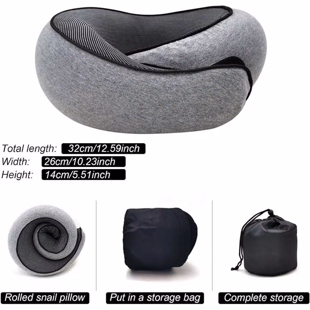 Kelvenix Grey U-Shaped Memory Foam Travel Neck Pillow with Breathable Removable Cotton Cover – 2