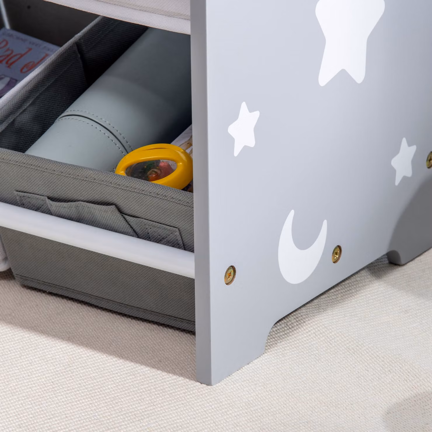 ZONEKIZ 3-Tier Toy Storage Organizer with 9 Removable Bins, Grey – 4
