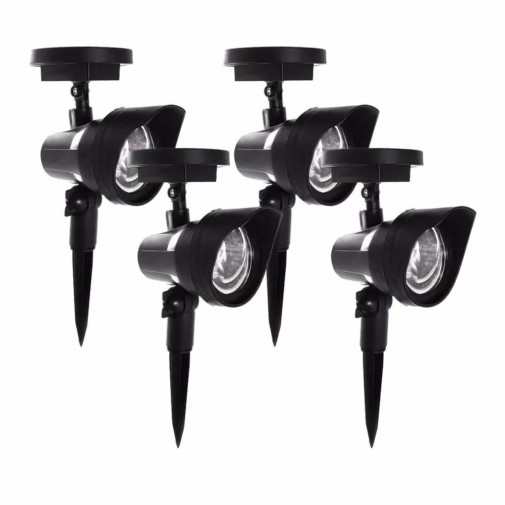 Voltico Set of 4 Solar Garden Spot Lights in Black with Adjustable Heads and Dusk Sensor – 2