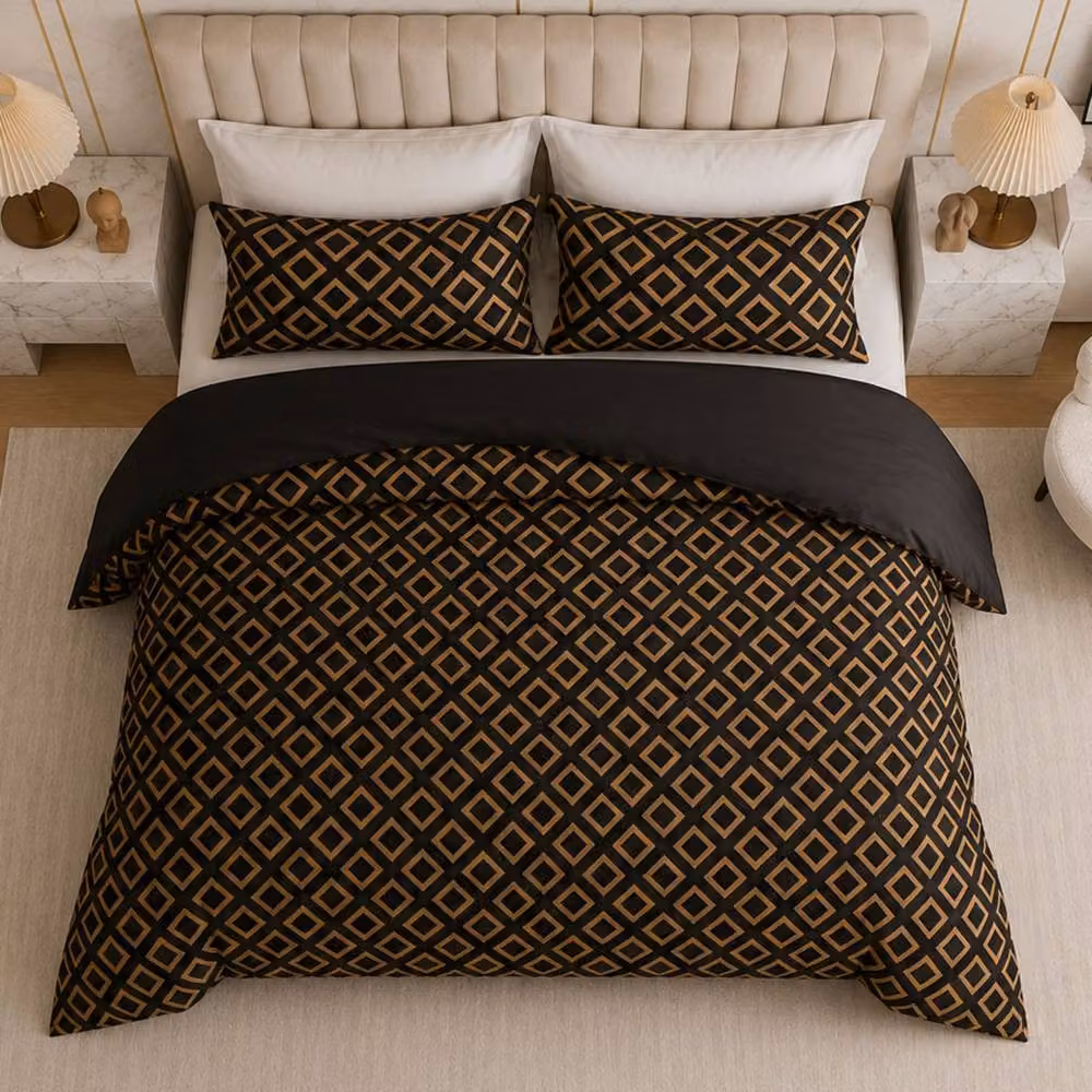 Grace Bedding Premium Soft Microfibre Duvet Cover and Pillowcase Set in Gold, Oeko-Tex Certified, Single W/D/H: 140 x 200 cm – 4