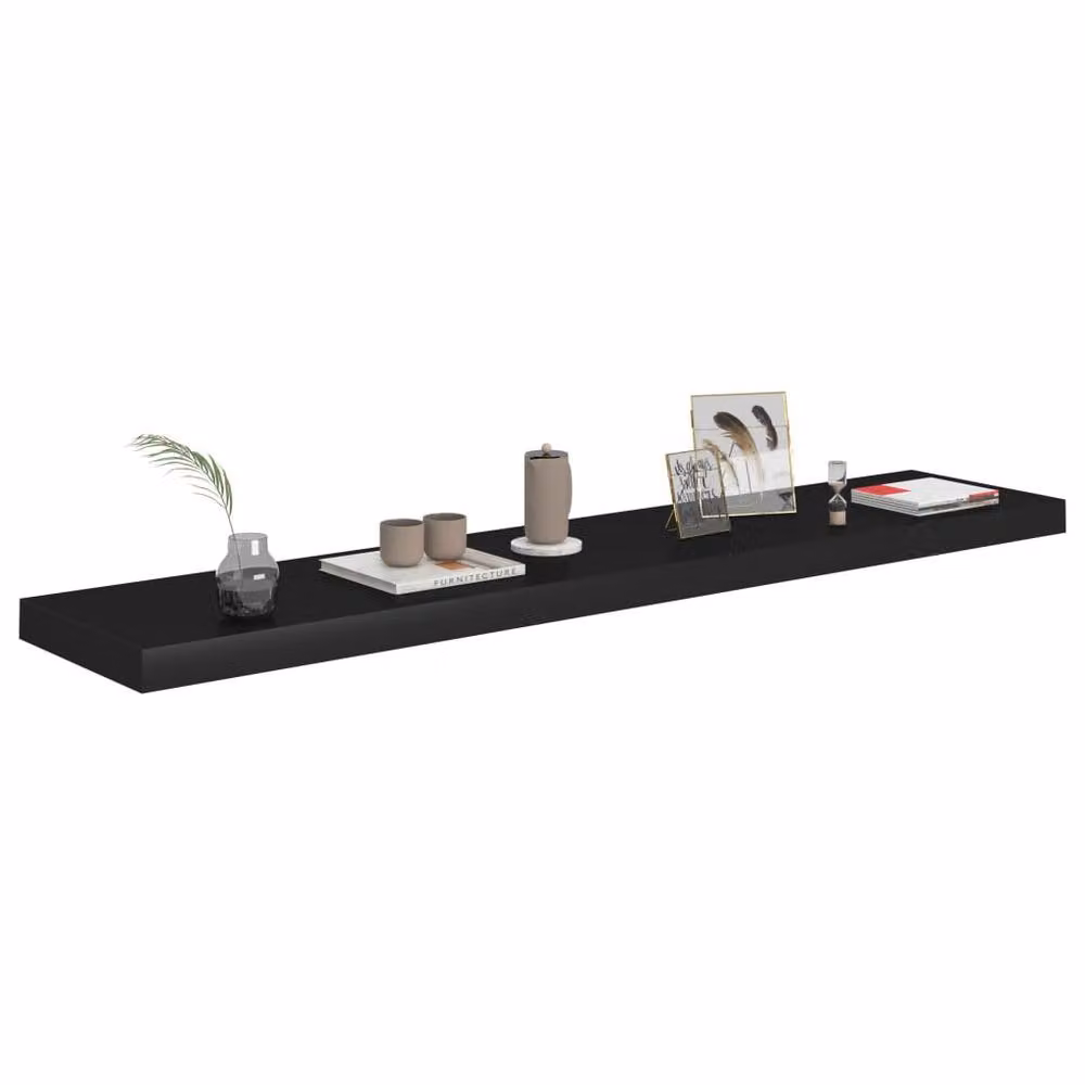 Berkfield Home Floating Wall Shelf, Black, W: 120 cm, D: 23.5 cm, H: 3.8 cm – 3