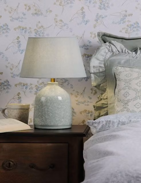 Laura Ashley Campion Blue Ceramic Floral Table Lamp