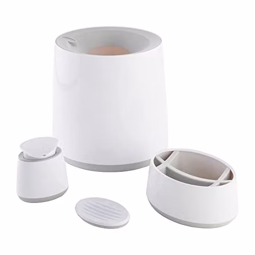 Minky White Bathroom Accessories Set including 8 Litre Bin, XL Storage Caddy, Soap Dish and Soap Dispenser