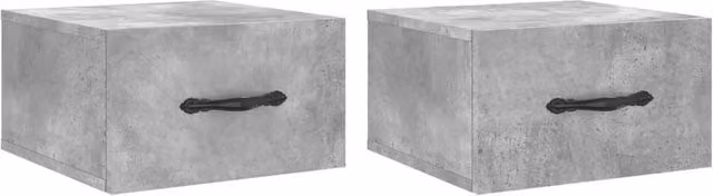 Berkfield Home Wall-mounted Bedside Cabinets, 2 Pack, Concrete Grey, W/D/H: 35 x 35 x 20 cm