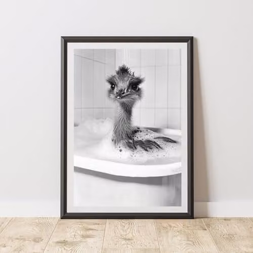 60 Second Makeover Emu In The Bath Animal Print Paper Poster, A4