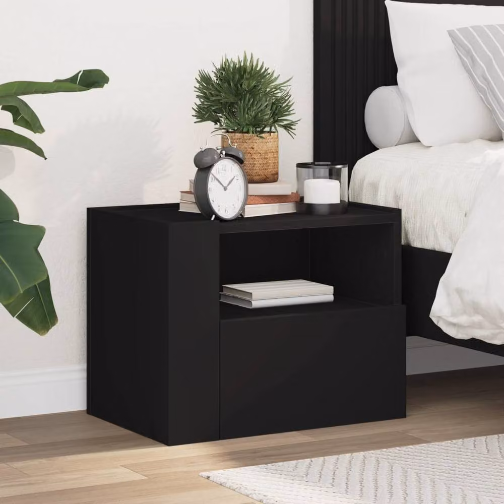 Berkfield Home Wall-mounted Bedside Cabinet in Black, W/D/H: 45 x 30 x 35 cm – 2