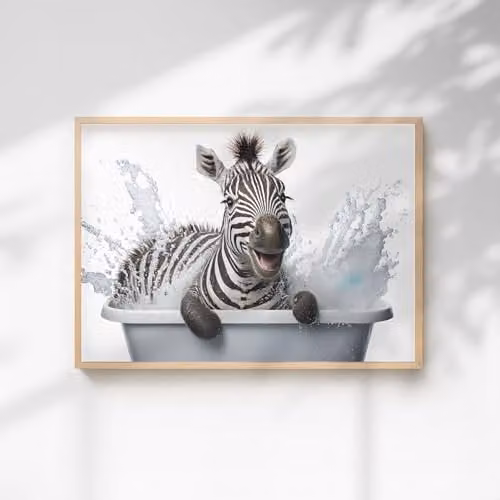 60 SECOND MAKEOVER Baby Zebra Animal Print Paper Poster, Multicolour, W: 21.0 cm, H: 29.7 cm