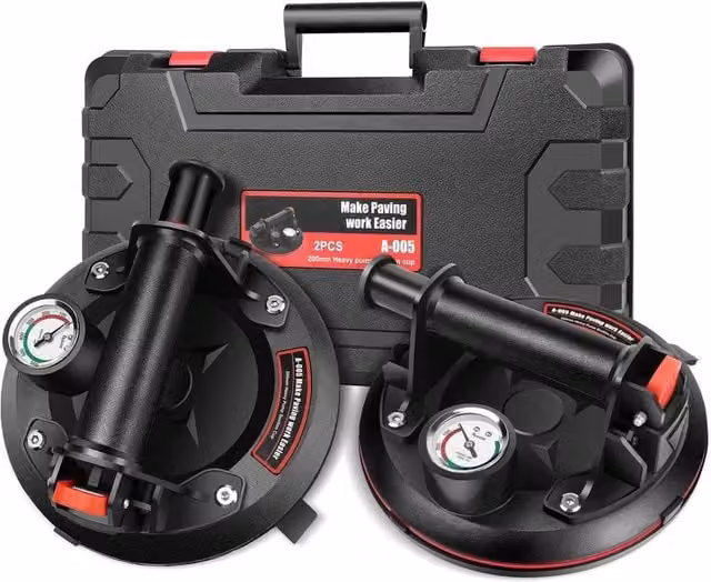 VOGREX Heavy Duty Glass Vacuum Suction Lifters, 2 Pack, Black – 1