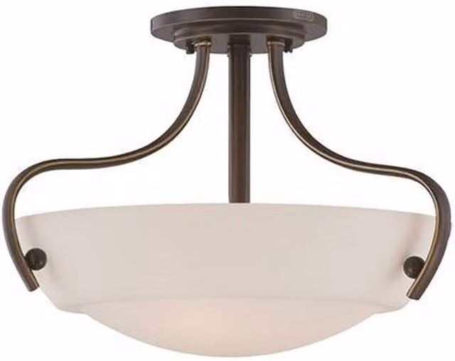 Elstead Chantilly 3 Light Semi Flush Ceiling Light in Bronze with Glass Domes and E27 Bulbs