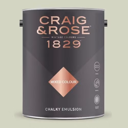 Craig & Rose 1829 Paint Stop Soft Green Chalky Matt Water Based Emulsion, 5 l