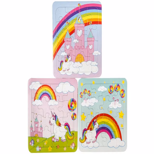 LG-Imports Pack of 12 Unicorn Mini Fantasy Frame Puzzles in White and Multicolour