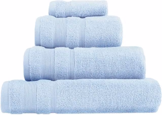 Allure Bath Fashions Pack of 2 Fluffy Cotton Bath Towels with Border, Blue, W: 70 cm, L: 120 cm – 1