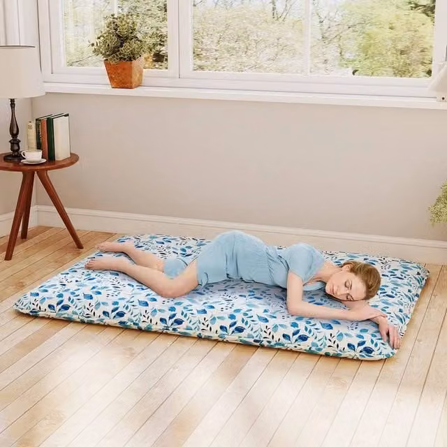 SPETLEK Single Floor Futon Mattress, Blue, W/D/H: 120 x 190 x 10 cm – 1