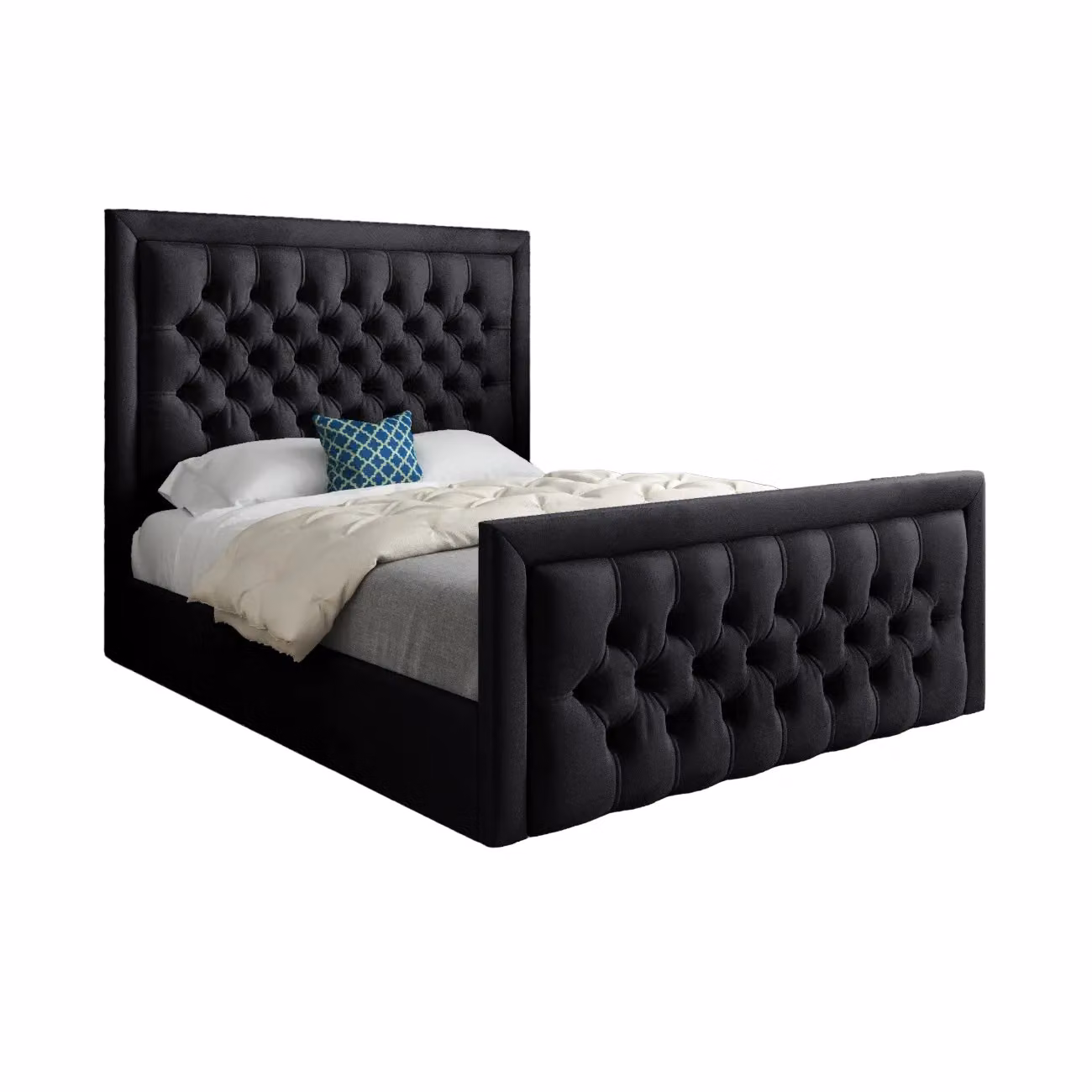 KDMD Rovigo Modern Upholstered Velvet Bed Frame in Black, W/D/H: 180 x 200 x 137 cm – 5