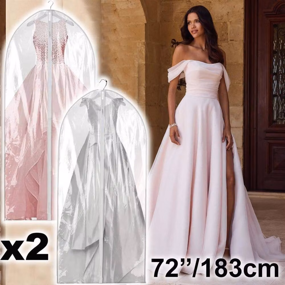 PAWNORA 2-Pack Transparent Long Dress Bags and Suit Covers, Length: 182.88 cm – 3