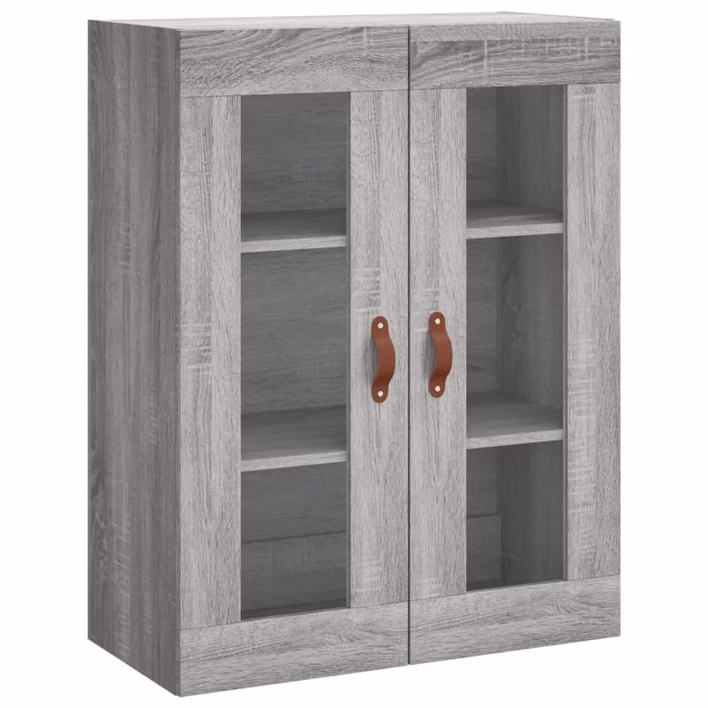 Berkfield Home Set of 2 Wall Mounted Cabinets in Grey Sonoma with Glass Doors – 3
