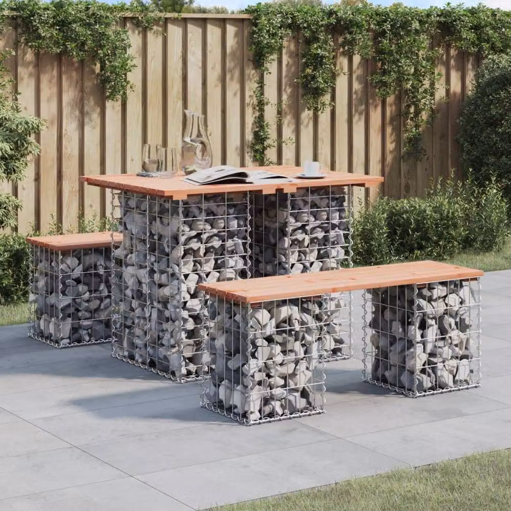 Berkfield Home Compact Garden Bench Gabion Design in Brown Solid Douglas Wood W/D/H: 100 x 70 x 72 cm – 2