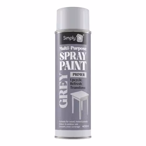 Simply Auto Multipurpose Grey Primer Spray Paint 400ml - Quick Drying Aerosol for Wood, Metal and Plastic