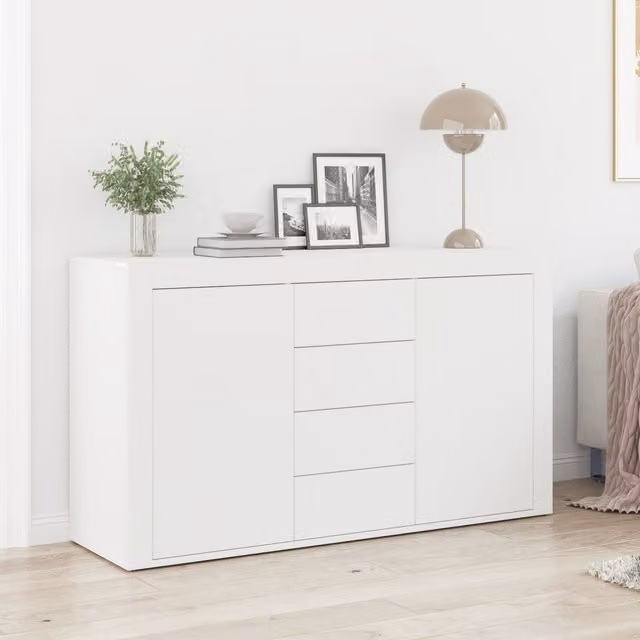 Berkfield Home White Modern Wood Sideboard W/D/H: 120 x 36 x 69 cm