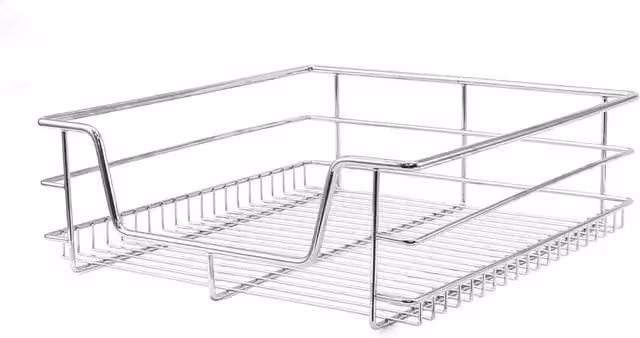 KuKoo Set of 3 Stainless Steel Pull Out Kitchen Storage Baskets, Silver, Width: 50 cm – 1