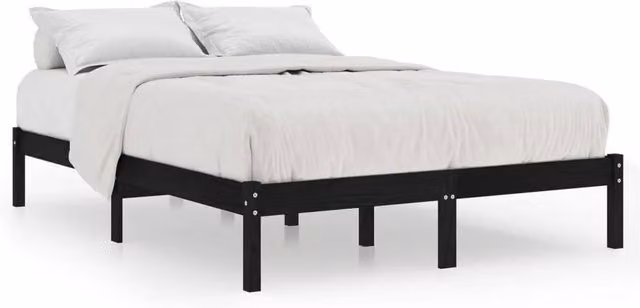 Berkfield Home Black Solid Wood Pine Bed Frame W/D: 200 x 200 cm – 1