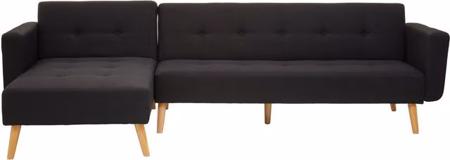 Orsina Hagen Modern L-Shape Corner Sofa Bed in Grey and Black Fabric – 1