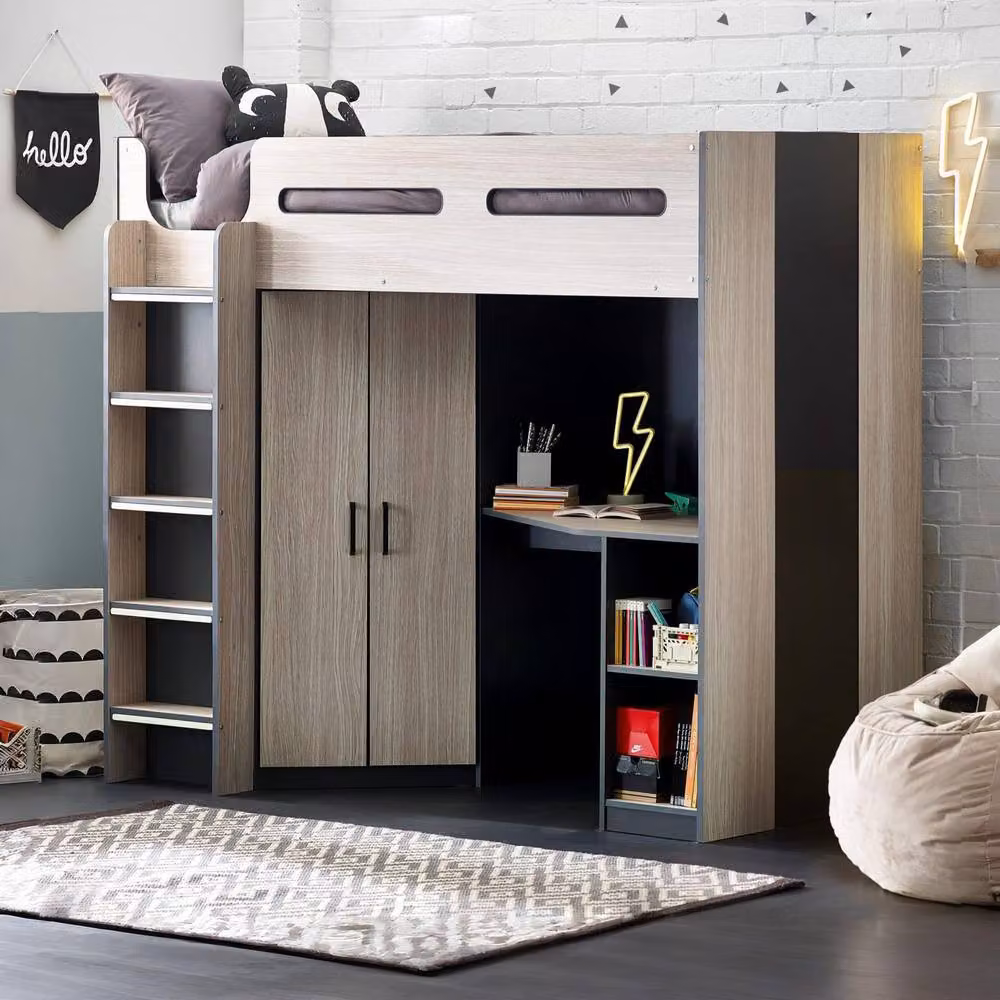 Cheshire Ridge High Sleeper Single Bed in Anthracite and Multicolour, W/D/H: 90 x 200 cm – 2