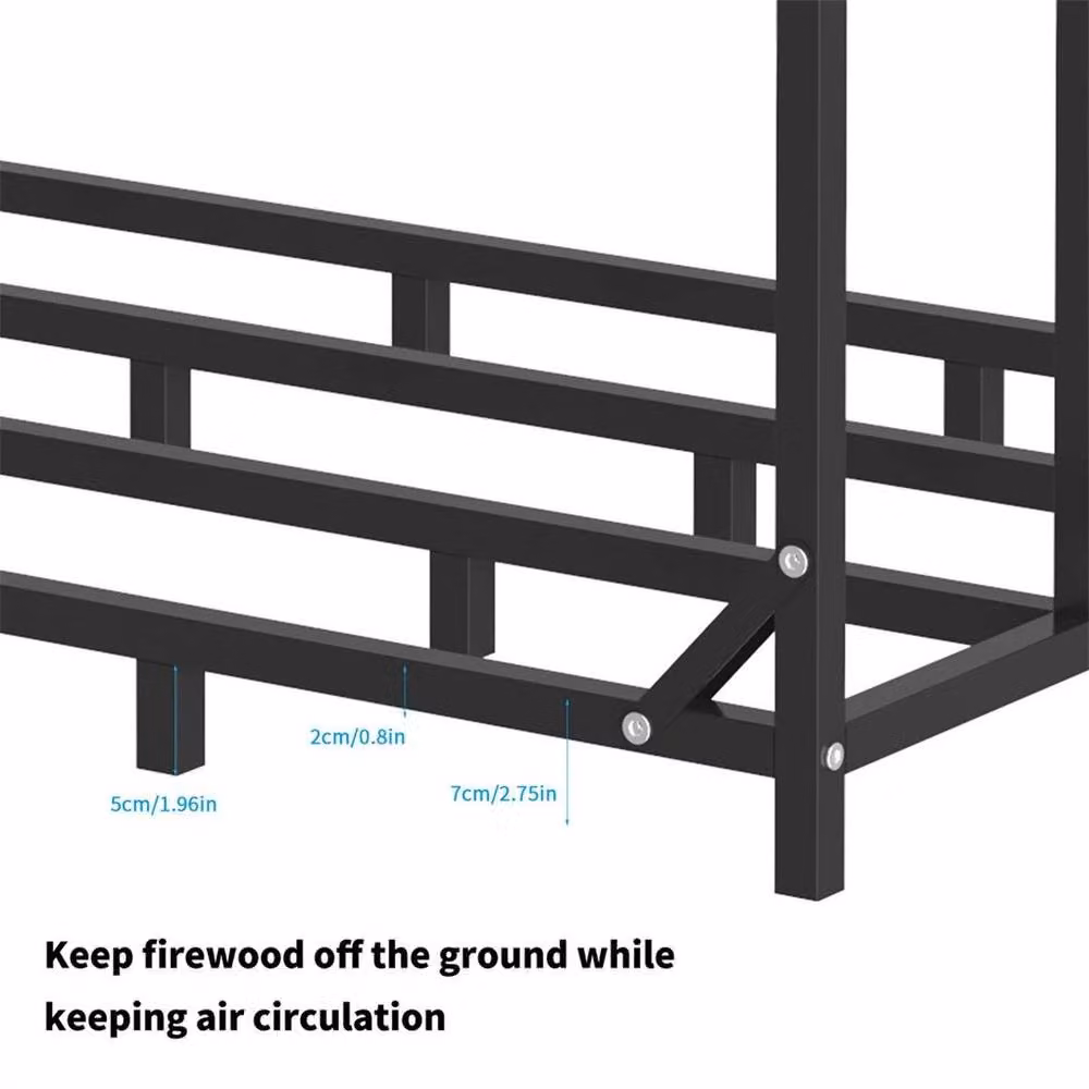 Hinsinc Black Metal Outdoor Log Store Holder, H 176.5 x W 60 x D 60 cm – 6