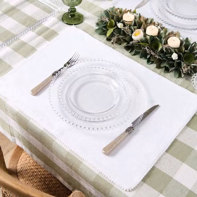 Dibor Set of 4 White Cotton Rectangular Dining Table Placemats, W: 40 cm x D: 40 cm – 1