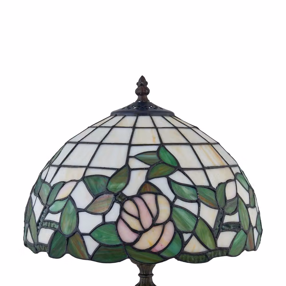 First Choice Lighting Trent Tiffany Floral Set of 2 Table Lamps, Bronze and Multicolour, Height: 47 cm – 3