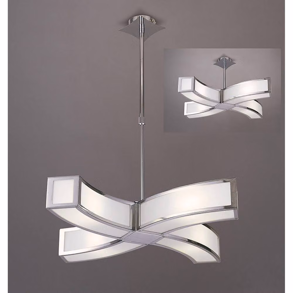 Netlighting Duna GU10 4-Light Curved Pendant in Polished Chrome and Grey – 2