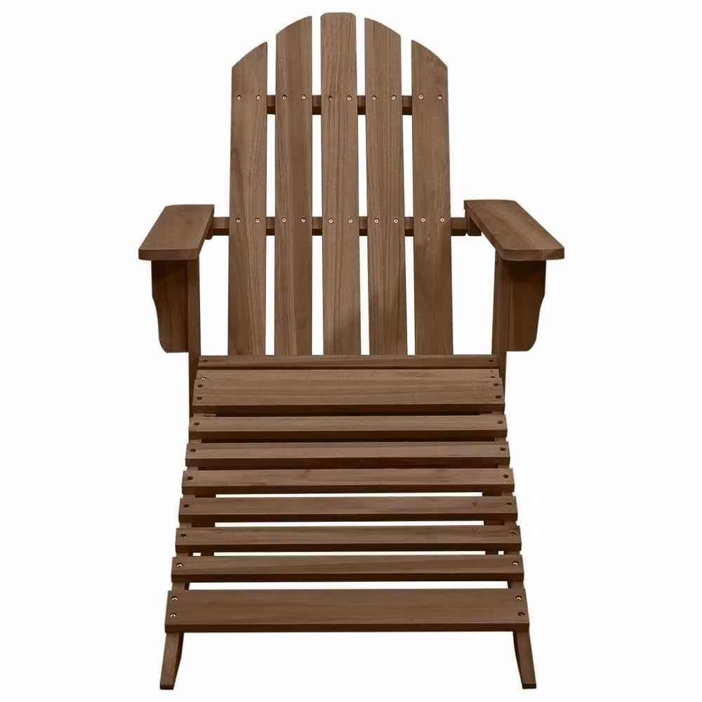 Berkfield Home Elegant Garden Adirondack Chair with Ottoman and Table, Solid Fir Wood, Brown – 4