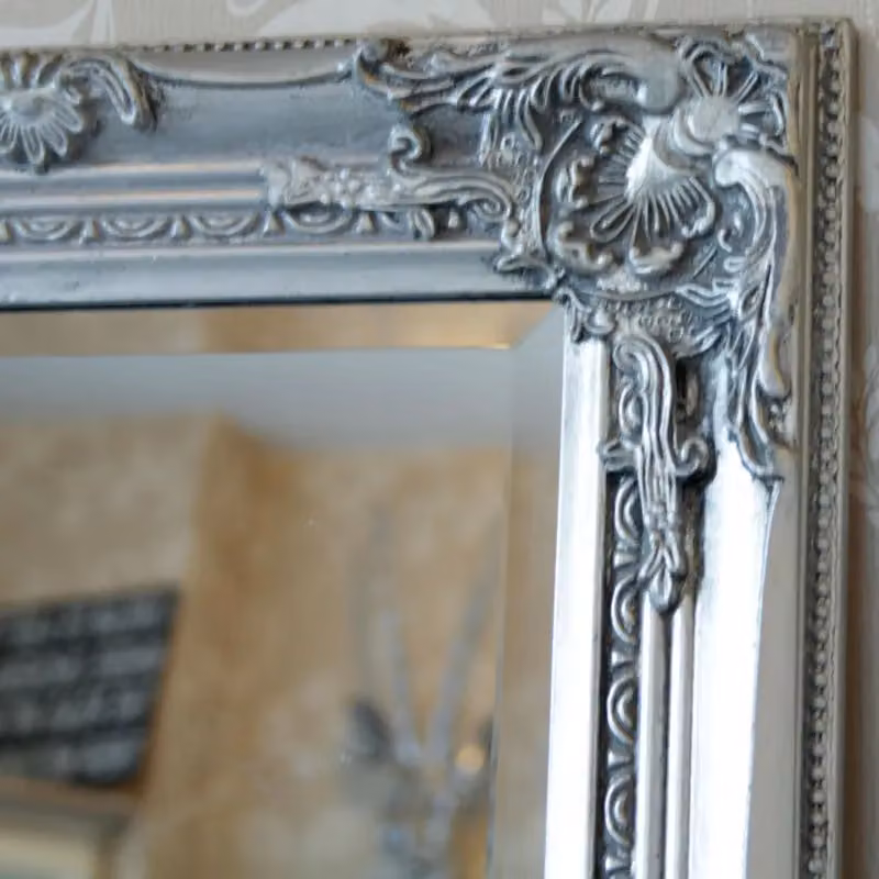 Melody Maison Tall Ornate Silver Wall Mirror, W: 47 cm, H: 142 cm – 2