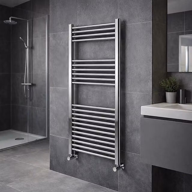 Lux Heat Chrome Ladder Towel Radiator, Silver, H x W: 120 x 60 cm