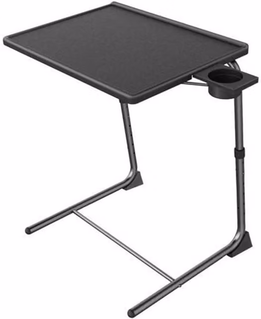 PAWNORA Foldable Buddy Table in Black with Cup Holder and Height Adjustable Sloped Top
