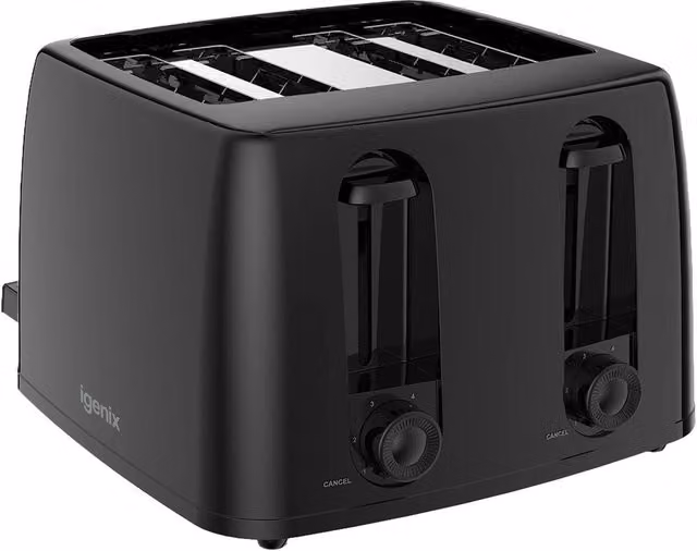Igenix 4 Slice Toaster, 1300W, Black