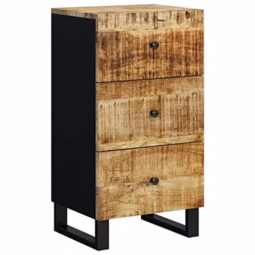 vidaXL Industrial Mango Wood Sideboard with 3 Drawers, Brown, W: 40 cm, D: 33.5 cm, H: 75 cm