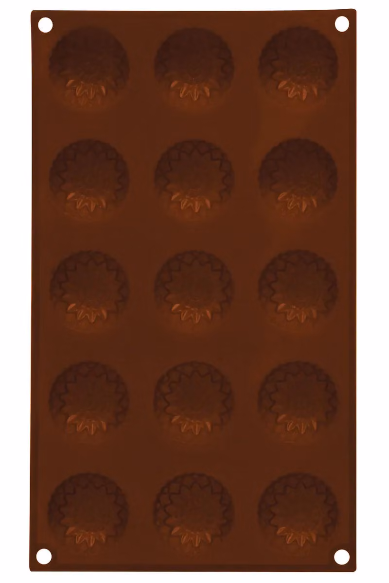 Orsina 15 Sunflower Brown Chocolate Mould, Flexible Non-Stick Silicone Tray – 3