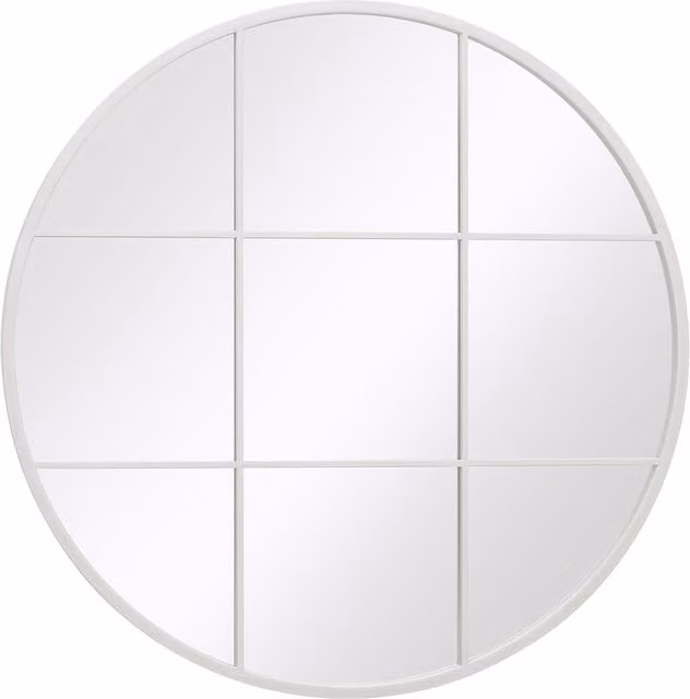 MirrorOutlet Circulus Round Wall Mirror in White, Diameter: 100 cm