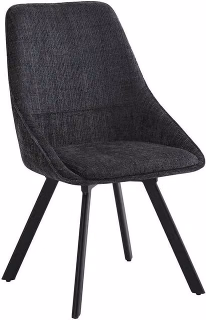 KORVIXA Pack of 2 Modern Black Fabric Upholstered Dining Chairs with Metal Frame – 1