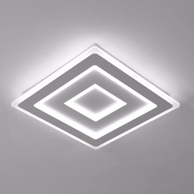GOECO Modern Square LED Ceiling Light, 52 W, White, 40 cm, 6500 K