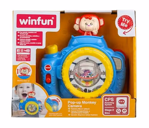 Winfun My First Baby Selfie Phone and Pop Up Monkey Camera Twin Pack in Blue and Multicolour – 3