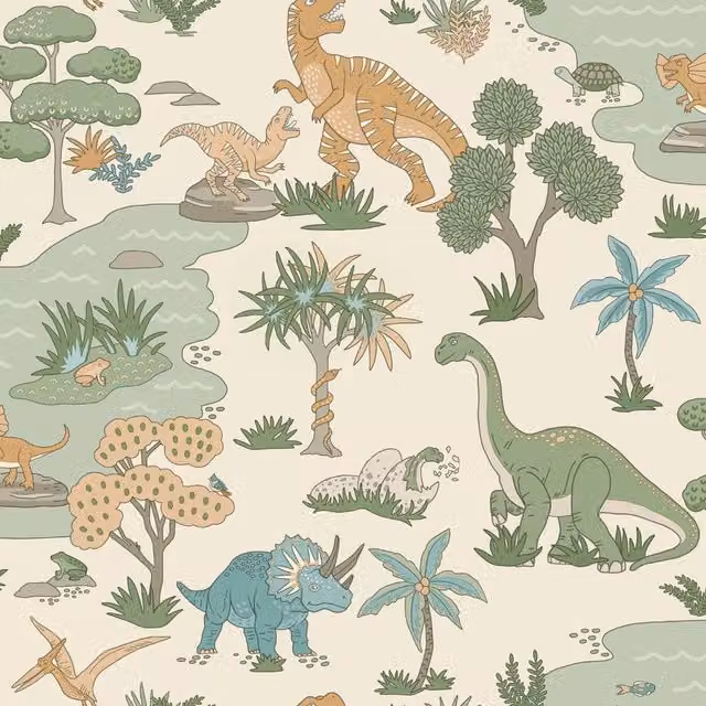 Holden Décor Dino Zoo Textured Multicolour Animal Pattern Wallpaper Roll – 1