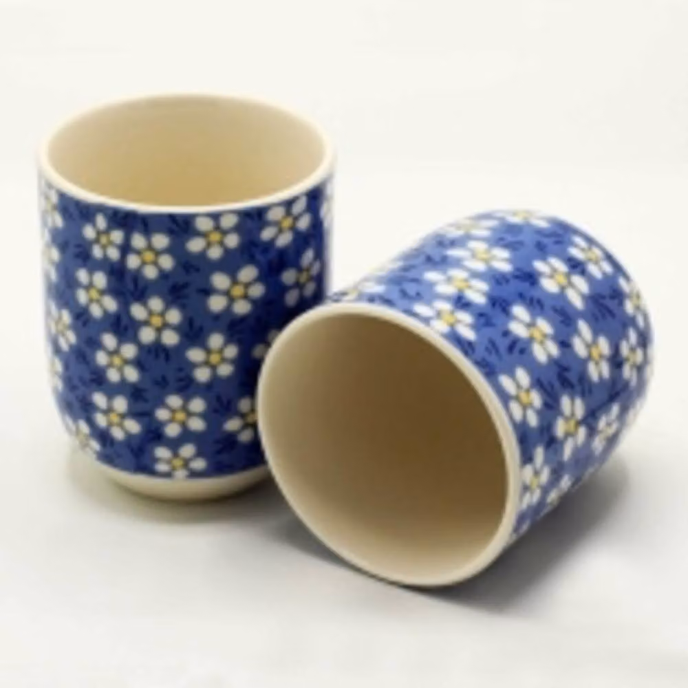 Serenityy Blue Daisy Floral Ceramic Tea Cup Set, 6 Pack – 2
