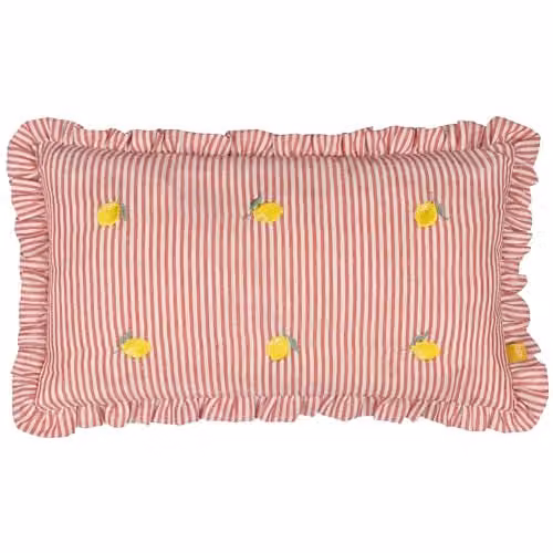 Riva Home Striped Rectangular Polyester Filled Cushion in Yellow and Red, W: 50 cm, H: 30 cm, D: 30 cm